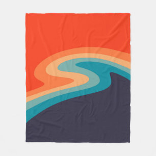 Colorful retro style swirl design fleece deken