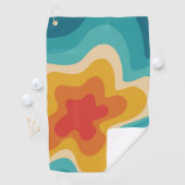Colorful retro style swirl design golfhanddoek (Insitu)