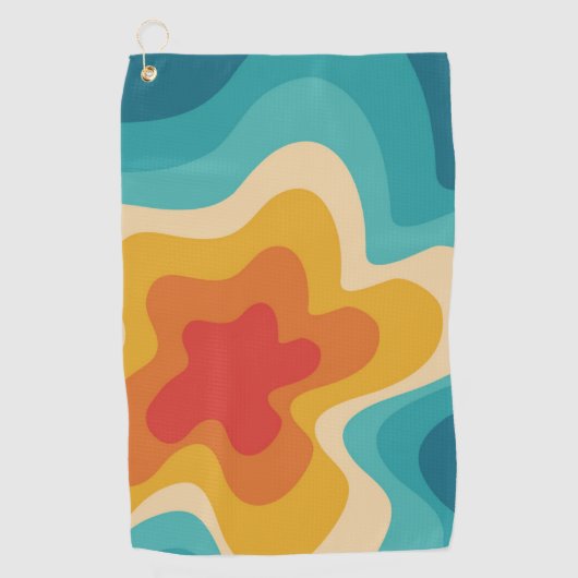 Colorful retro style swirl design golfhanddoek (Voorkant)