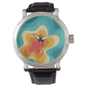 Colorful retro style swirl design horloge