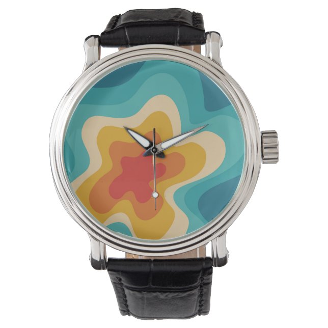 Colorful retro style swirl design horloge (Voorkant)