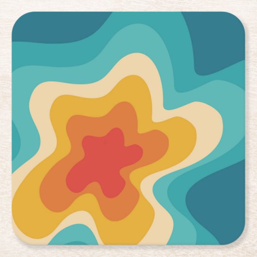 Colorful retro style swirl design kartonnen onderzetters (Voorkant)