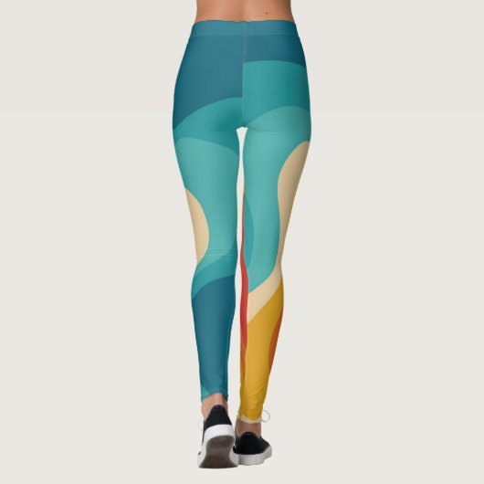 Colorful retro style swirl design leggings (Achterkant)