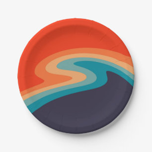 Colorful retro style swirl design papieren bordje