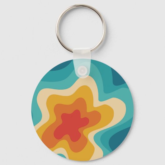 Colorful retro style swirl design sleutelhanger (Voorkant)