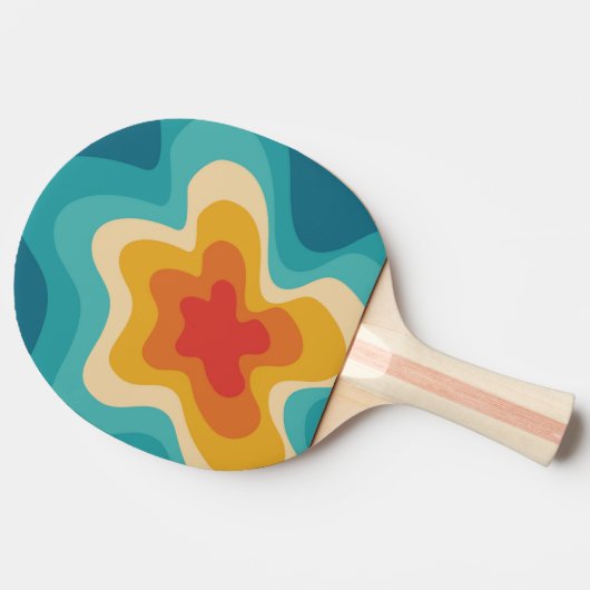 Colorful retro style swirl design tafeltennisbatje (Zijkant)