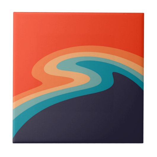 Colorful retro style swirl design tegeltje (Voorkant)