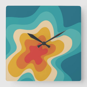 Colorful retro style swirl design vierkante klok