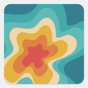 Colorful retro style swirl design vierkante sticker
