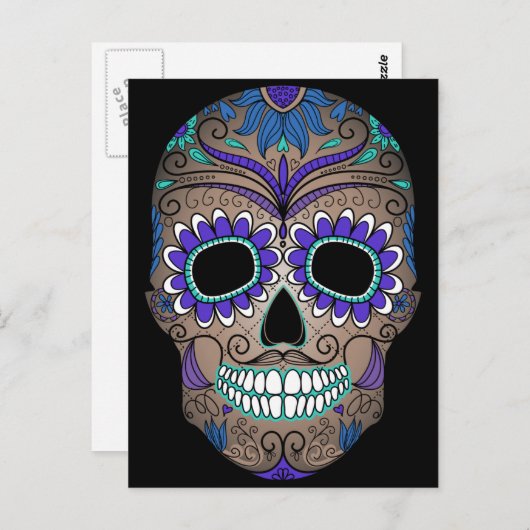 Colorful Retro Sugar Skull Briefkaart (Voorkant / Achterkant)