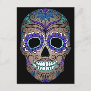 Colorful Retro Sugar Skull Briefkaart