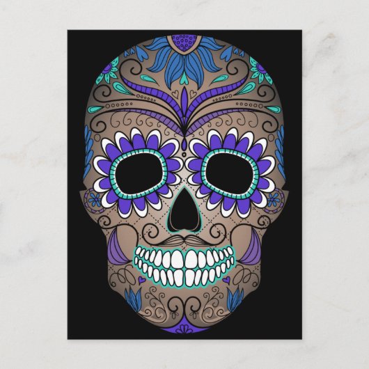 Colorful Retro Sugar Skull Briefkaart (Voorkant)