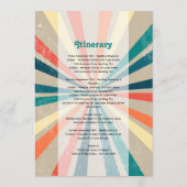 Colorful Retro Sunburst Weddenrenroute Programmakaart (Achterkant)