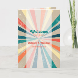 Colorful Retro Sunburst Wedding Order of Service Programma