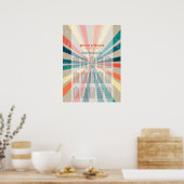 Colorful Retro Sunburst Wedding Seding Chart Poster (Keuken)