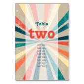 Colorful Retro Sunburst Weduwingstabel Number Kaart (Voorkant)