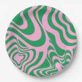 Colorful Retro Swirl Groovy Y2K Patroon Papieren Bordje (Voorkant)