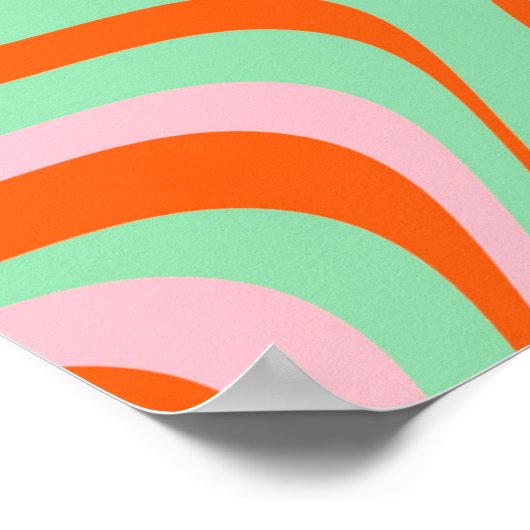 Colorful Retro Swirl Groovy Y2K Patroon Poster (Hoek)