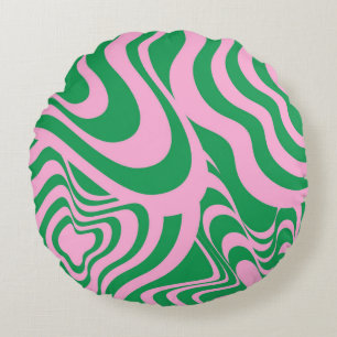 Colorful Retro Swirl Groovy Y2K Patroon Rond Kussen