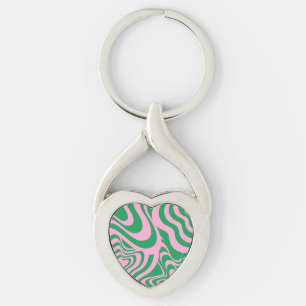 Colorful Retro Swirl Groovy Y2K Patroon Sleutelhanger