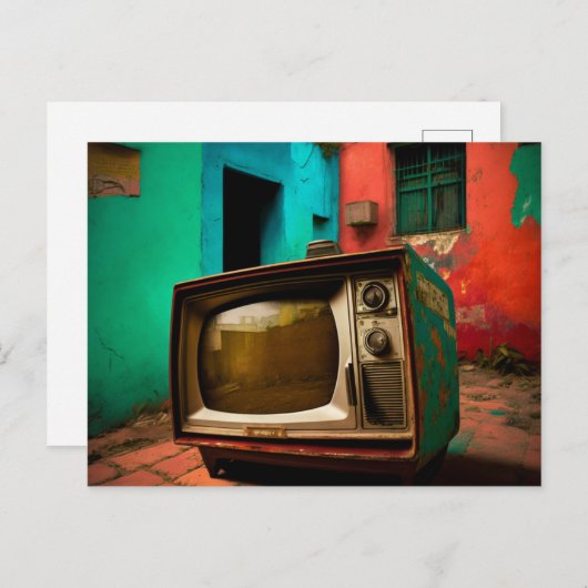 Colorful Retro TV-Briefkaart Briefkaart (Voorkant / Achterkant)