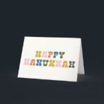Colorful Retro Typography Hanukkah Feestdagen Kaart<br><div class="desc">Cute en kleurrijke Hanukkah-groet met leuke retro-typografie. Pas de binnenkant aan met uw favoriete groet!</div>