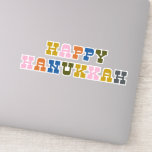 Colorful Retro Typography Hanukkah Sticker<br><div class="desc">Cute en kleurrijke Hanukkah-groet met leuke retro-typografie.</div>