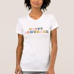Colorful Retro Typography Hanukkah T-shirt<br><div class="desc">Cute en kleurrijke Hanukkah-groet met leuke retro-typografie.</div>