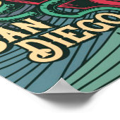 Colorful Retro vangt de golffoctopus Poster (Hoek)