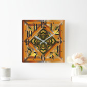 Colorful Retro Vierkante Klok (Huis)