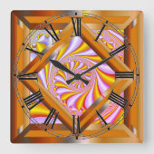 Colorful Retro Vierkante Klok (Voorkant)