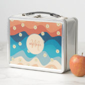 Colorful Retro Waves & Daisies Patroonmonogram (In situ)