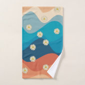 Colorful Retro Waves & Daisies Pattern Bad Handdoek (Handdoek)