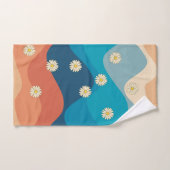 Colorful Retro Waves & Daisies Pattern Bad Handdoek (Handdoek)