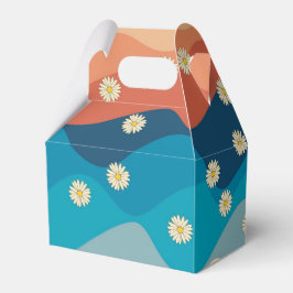 Colorful Retro Waves & Daisies Pattern Bedankdoosjes