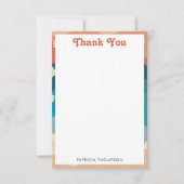 Colorful Retro Waves & Daisies Pattern Bedankkaart (Voorkant)