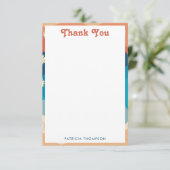 Colorful Retro Waves & Daisies Pattern Bedankkaart (Staand voorkant)