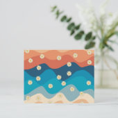 Colorful Retro Waves & Daisies Pattern Feestdagenkaart (Staand voorkant)