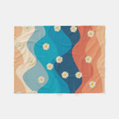 Colorful Retro Waves & Daisies Pattern Fleece Deken (Voorkant (Horizontaal))
