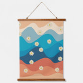 Colorful Retro Waves & Daisies Pattern Hangend Wandkleed (Voorkant)