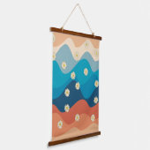Colorful Retro Waves & Daisies Pattern Hangend Wandkleed (Gebogen)