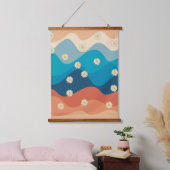 Colorful Retro Waves & Daisies Pattern Hangend Wandkleed (Slaapkamer)