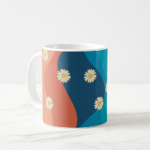Colorful Retro Waves & Daisies Pattern