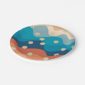 Colorful Retro Waves & Daisies Pattern Papieren Bordje (Gekanteld)