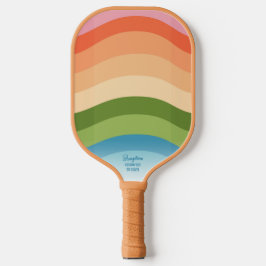 Colorful Retro Wavy Lines Persoonlijke tekstnaam Pickleball Paddle