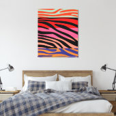 Colorful Retro Zebra Stripe Patroon 8 Canvas Afdruk (Insitu (Slaapkamer))