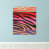 Colorful Retro Zebra Stripe Patroon 8 Canvas Afdruk (Insitu (Houten vloer))