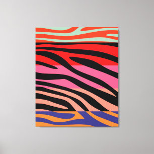 Colorful Retro Zebra Stripe Patroon 8 Canvas Afdruk