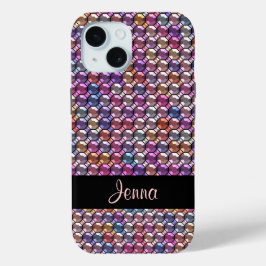 Colorful Rhinestone met aangepaste naam iPhone 15 Case