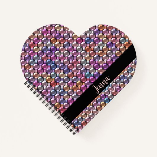 Colorful Rhinestone met aangepaste naam Notitieboek (Voorkant)